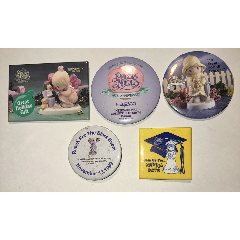 Vintage Precious Moments Enesco Collectibles‎ Pinback Buttons Lot Of 5